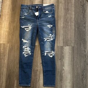 American Eagle Outfitters Women's Distressed Blue Jeggings